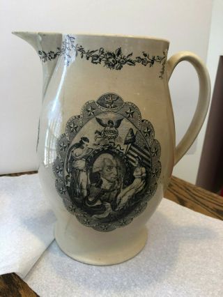 Antique Liverpool Transfer Pitcher George Washington And Success To America