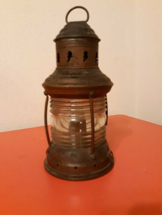 Vintage Perko Ship Oil Lantern Maritime Brass Stern Anchor Lamp W/clear Glass