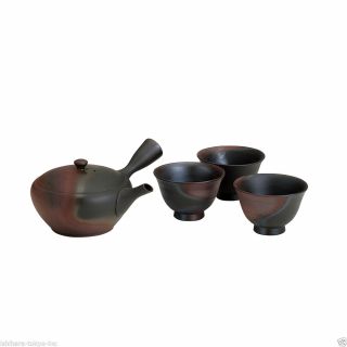 [premium/value] Tokoname Kyusu Set : Gyokko - 1 Pot,  3 Cups From Aichi,  Japan