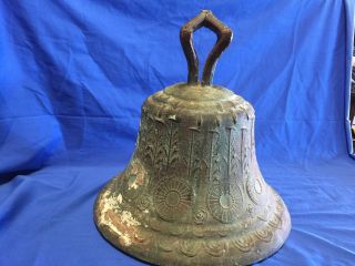 Antique 19th Century Large Brass Bronze Ships Bell 39 lbs Marine Salvage 5