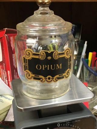 Vintage Groovy Stash Glass Opium Jar Pharmacy Apothecary Doctor Witch Craft