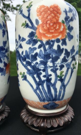 Rare Fine Antique Chinese Wucai Mirror Image Porcelain Vase Pair 2