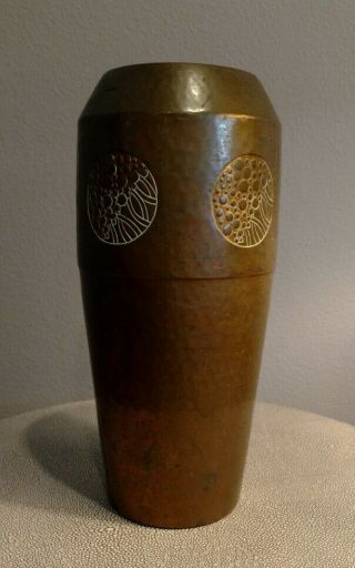 Early Wmf Tall Hand Hammered Vase Secessionist Arts & Crafts Era 1910 