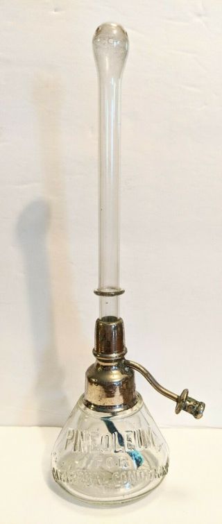 Antique Pineoleum Catarrhal Atomizer Medical Device Bottle W/ Rare Glass Stem