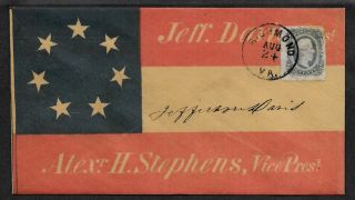Jefferson Davis Collector Envelope W Period Stamp 155 Years Old A06