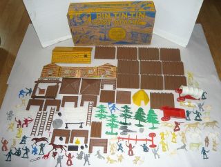 Vintage 1956 Marx Rin Tin Tin Fort Apache Playset W/box