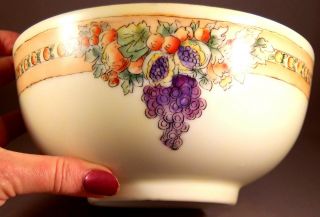 Art Deco Decorated Grapes & Fruit Victoria Austria Gorgeous Vintage Bowl