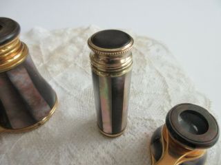 antique,  mother of pearl,  PARIS FRANCE,  grouping,  OPERA GLASSES & perfume,  PURSE SIZE 6
