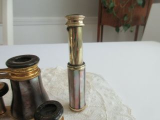 antique,  mother of pearl,  PARIS FRANCE,  grouping,  OPERA GLASSES & perfume,  PURSE SIZE 8