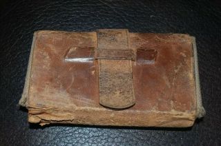 Antique Civil War Era Leather Pouch Wallet Letter Holder