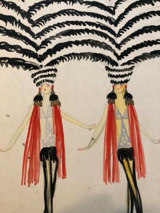 SPECTACULAR LARGE CHARLES GESMAR 1922 POSSIBLE POSTER DESIGN FOR FOLIES BERGERE 4