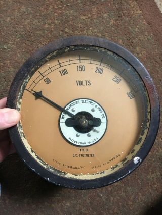 Large Vtg Antique Westinghouse Electrical Gauge Dc Voltmeter Steampunk