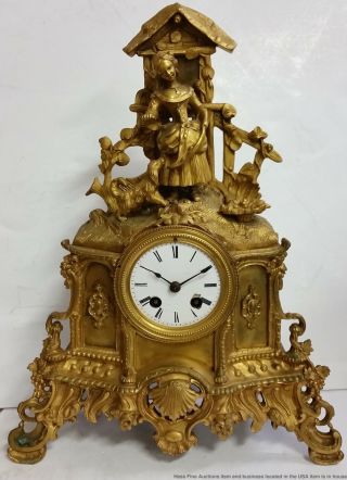 Important Antique Samuel Wehl Gilt Bronze Figural Clock St Petersburg Russia