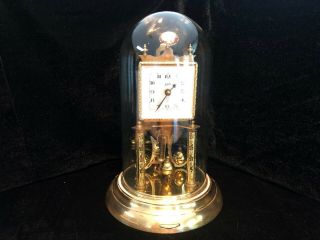 Schatz 400 Day Square Dial Anniversary Clock With Glass Dome