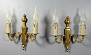 Antique Empire Style Sconce French Pair Brass Bronze Wall Light Lamp Fixture