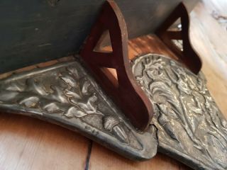 Antique vintage Arts & Crafts pewter copper shelf black forest interest 4