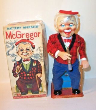 1960s Battery Operated Mcgregor Bar Toy & Smokes Bartender 