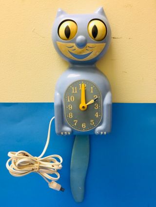 Vintage Mid - Century Blue Kit Cat Klock Allied Mfg.  Co.  Model C - 2 (wall Clock)