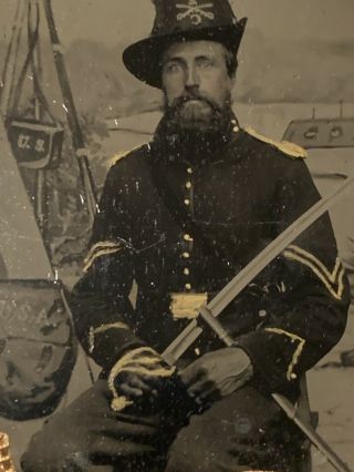 Rare Civil War Tintype Union Calvary Corpral 1851 - 1858