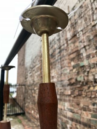 Vintage Mid Century Atomic Teak Brass Pendant Opaline Globe Ceiling Light Retro 8