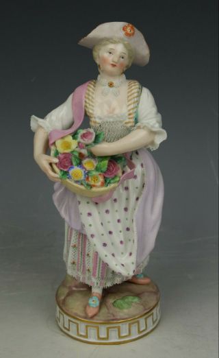 Meissen Figurine C72 " Girl With Flower Basket " Worldwide
