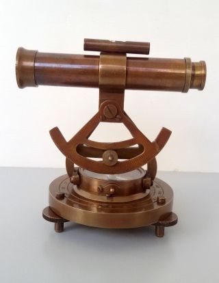 Vintage Brass Theodolite Alidade Transit Telescope Compass Survey Instrument