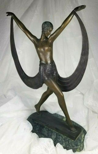 Fabulous Vintage Art Nouveau Bronze Sculpture,  Semi - Nude Dancer,  Signed - Fayral