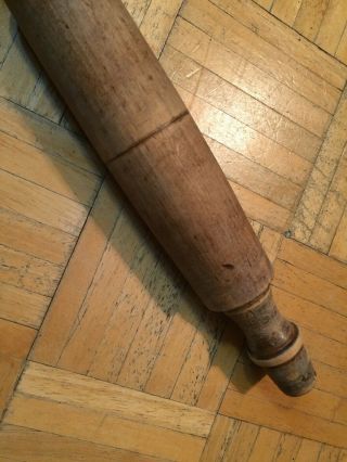 18th Century Walnut Wood Rolling Pin Unusual Form W Carved Out Handles Great Pin 11