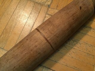18th Century Walnut Wood Rolling Pin Unusual Form W Carved Out Handles Great Pin 3
