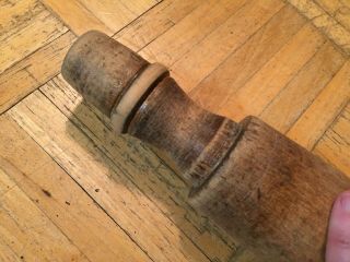 18th Century Walnut Wood Rolling Pin Unusual Form W Carved Out Handles Great Pin 7