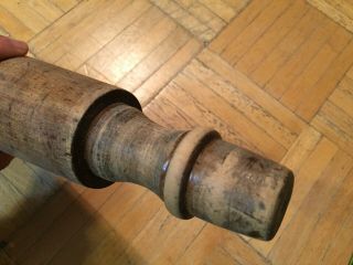 18th Century Walnut Wood Rolling Pin Unusual Form W Carved Out Handles Great Pin 9