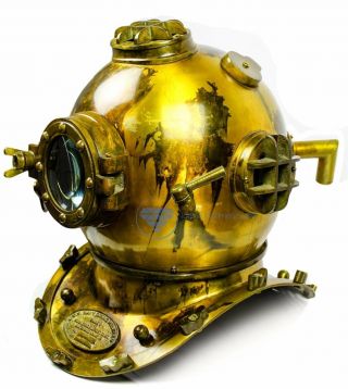 18 " Shipwrecked Antique Brass Scuba Diving Nautical Helmet Maritime Ship 