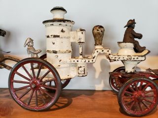 Dent 1890s CAST IRON HORSE DRAWN FIRE ENGINE / PUMPER White Version 12