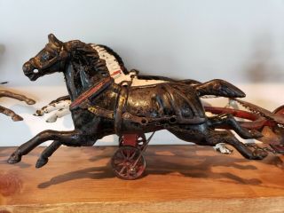 Dent 1890s CAST IRON HORSE DRAWN FIRE ENGINE / PUMPER White Version 3
