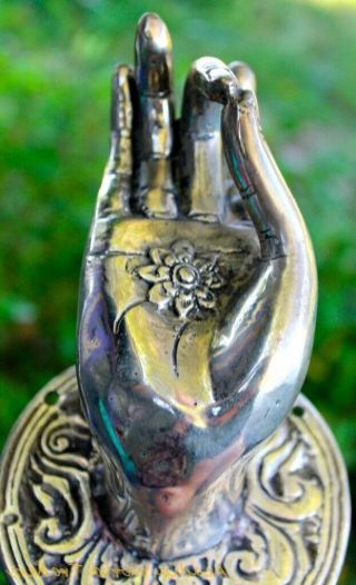Bronze Buddha Hand Door Handle Knob Mudra Cast Silver Bali Art Right