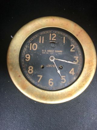 Vintage Ww2 Wwii Chelsea 1942 Us Coast Guard Brass Clock Serial 1057