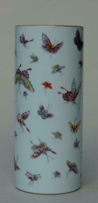Chinese Famille Rose Hat Stand Butterflies,  Second Half 20th Century.  No Reserv