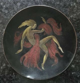 Rare Wmf Art Deco Small Wall Plaque Decorated With A Dancer