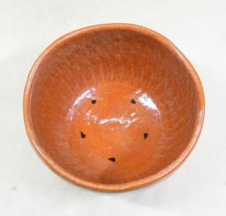E959: Japanese pottery tea bowl of AKA - RAKU with appraised box of great RYONYU 7
