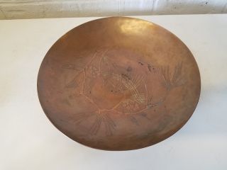 Vintage Arts And Crafts Style Copper Decorative Bowl W/ Designs By Robert Lowe