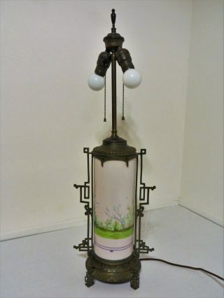 Ca.  1885 French Sevres - Style Hand - Painted Porcelain Table Lamp w/ Brass Mounts 5