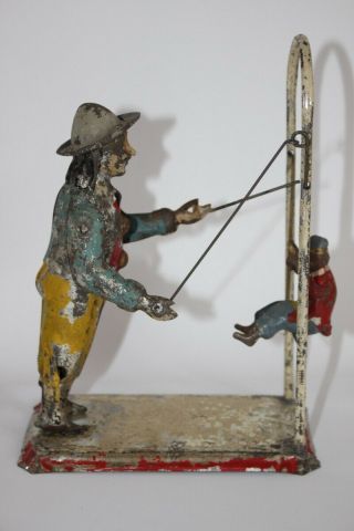 Antique Germany Bing Gunthermann Monkey Trainer Tin Wind Up Hand Painted Toy