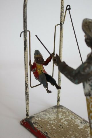 ANTIQUE Germany BING GUNTHERMANN MONKEY TRAINER Tin Wind Up Hand Painted Toy 7