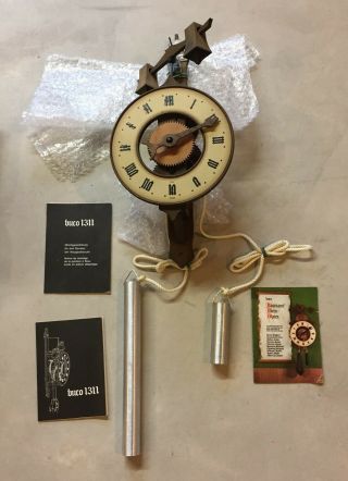 Vintage Buco Baumann Ag Swiss Made Wooden Clock,  Model 1311