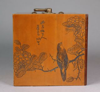 Early - Mid 20th Century Chinese Incised Bamboo Veneer Scholar ' s Cabinet 4