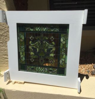 Vintage Arts & Crafts Stained Glass Window / Artfully Framed