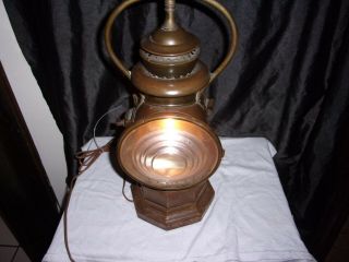 ANTIQUE STEVENS DURYEA HEADLAMP OIL TO ELECTRIC TABLE LAMP RARE 2