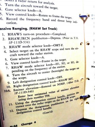 F 111D USAF Flight Crew Checklist,  Oct.  1974,  T.  O.  1F - 111D - 1CL - 1,  USAF 6