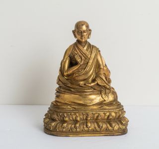 Chinese Tibetan Antique/vintage Gilt Bronze Figure Of Buddha,  1890 - 1950.