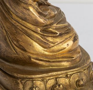 Chinese Tibetan Antique/Vintage Gilt Bronze Figure Of Buddha,  1890 - 1950. 8